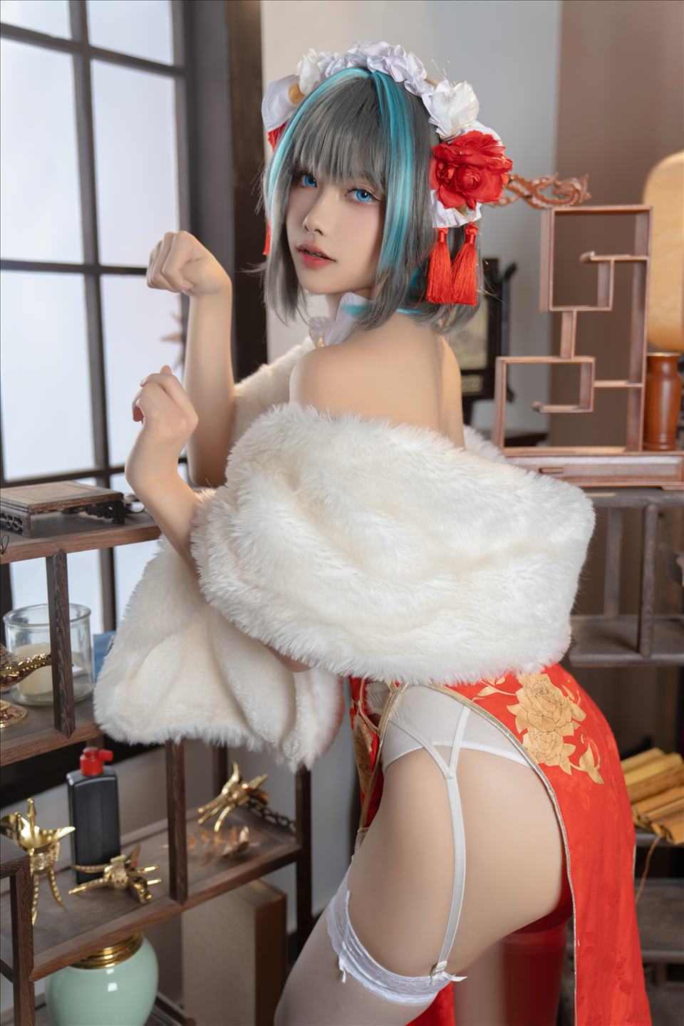 ネット上の人気者#Momoko葵葵 柴郡本チャイナドレス ネット上の人気者-第17张